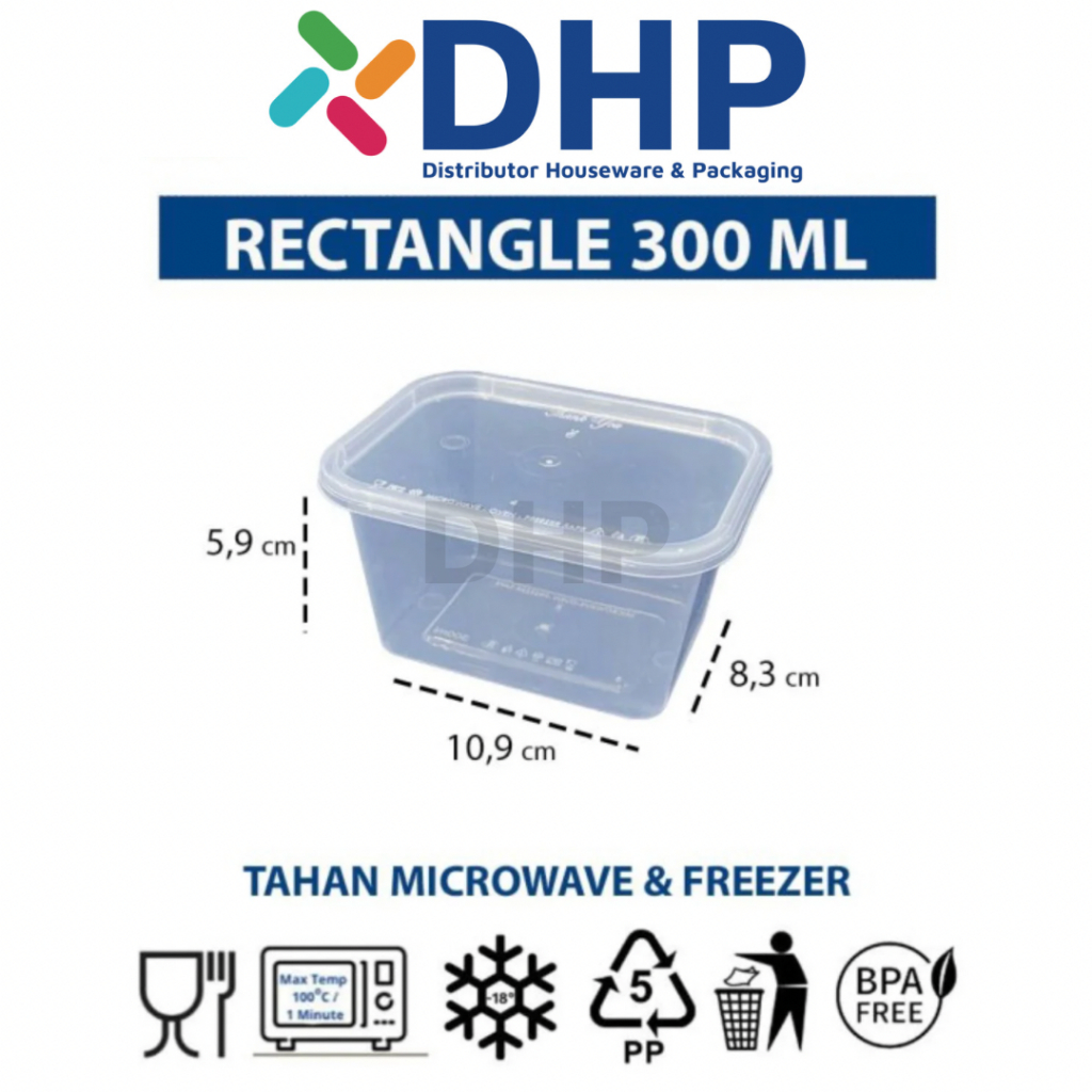 Jual Thinwall 300ml Rectangle Persegi Panjang Container Makan Plastik