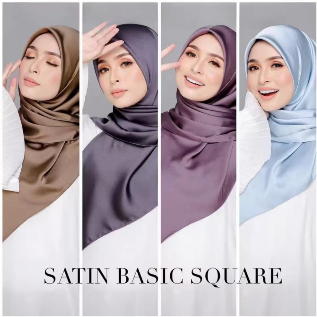 Jual Mei Chen Hijab Jilbab Segi Empat Polos Bahan Satin Velvet Kerudung