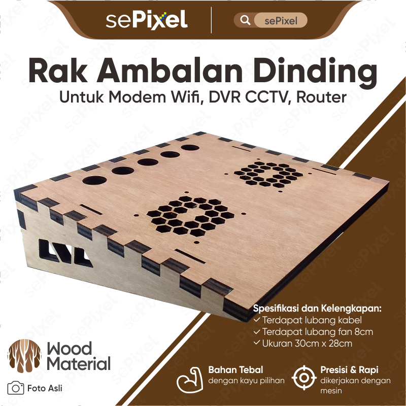 Jual Rak Ambalan Dinding tempel gantung Untuk Modem Wifi, DVR CCTV ...