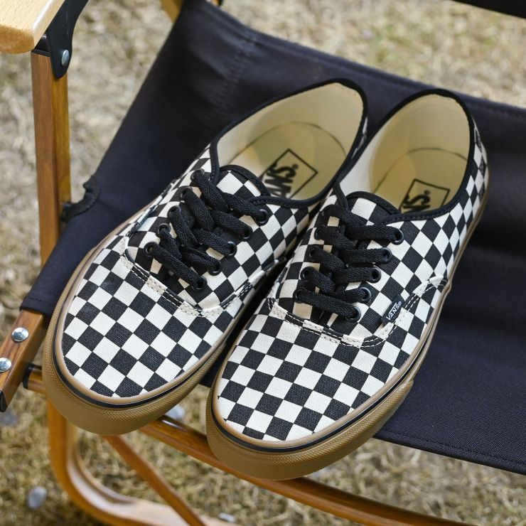 Vans authentic checkerboard plimsolls in clearance black