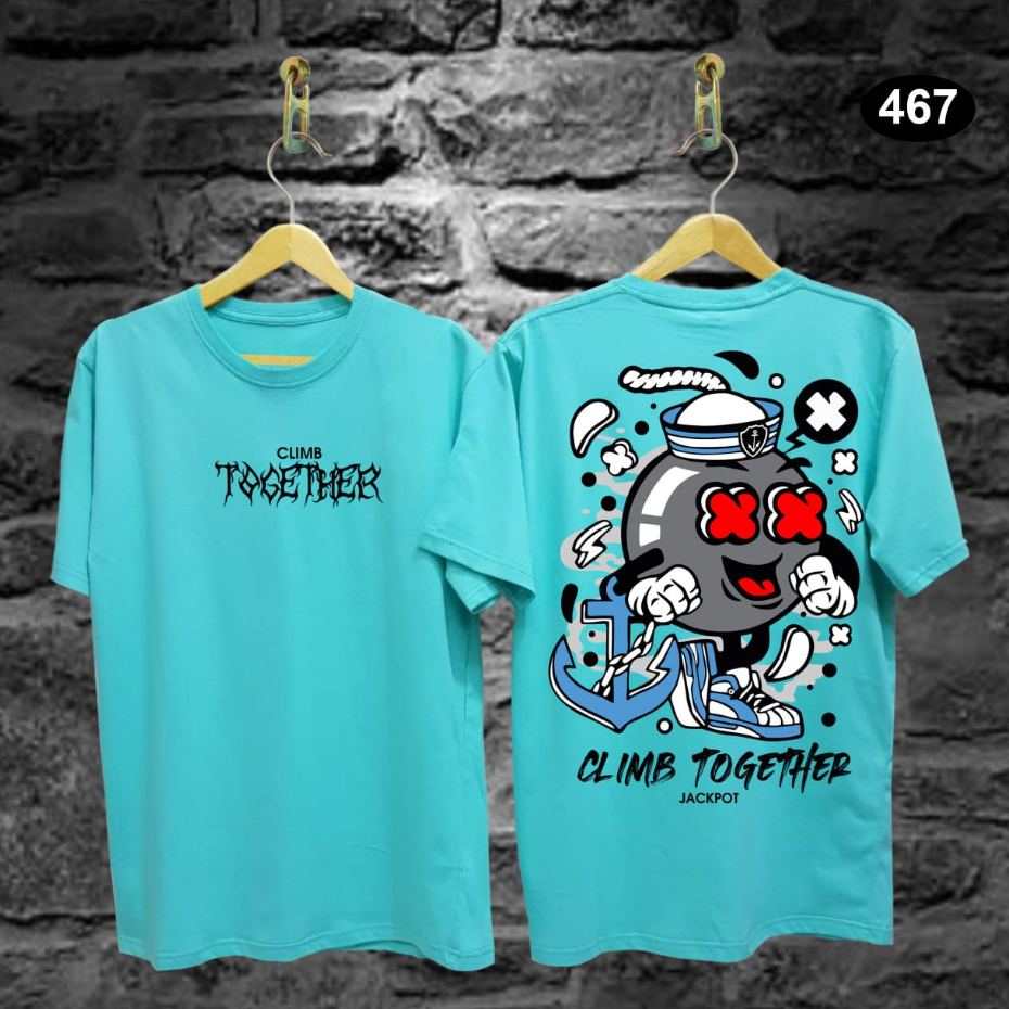 Jual Kaos Tshirt Pria Terbaru Samurai Jepang Climb Together Toska