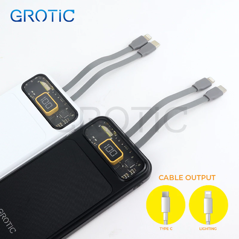 GROTIC Powerbank Fast Charging 12000mAh With Dual Port Type C And Lightning GY176