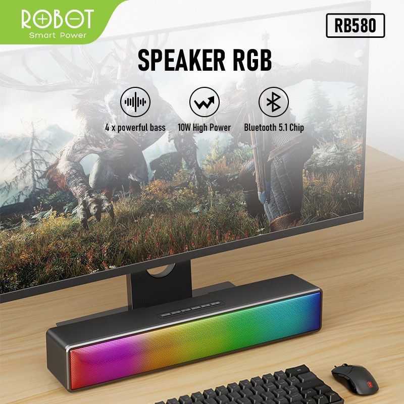 Jual Speaker Robot RB580 Bluetooth 5.1 RGB Led/Powerful Soundbar Stereo ...