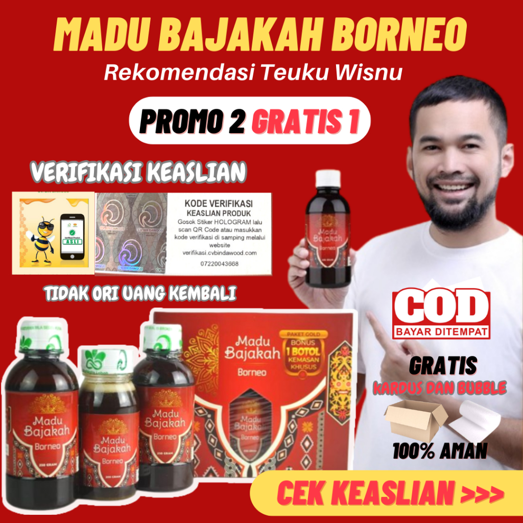 [ 𝐆𝐚𝐫𝐚𝐧𝐬𝐢 𝟏𝟎𝟎% 𝐎𝐑𝐈 ] Madu Bajakah Borneo Teuku Wisnu Ampuh Atasi Benjolan, Kelenjar, Kanker, Miom, Tumor, Kista, Liver, Lambung, Stroke dan Penyakit Kronis Isi 250 Gram
