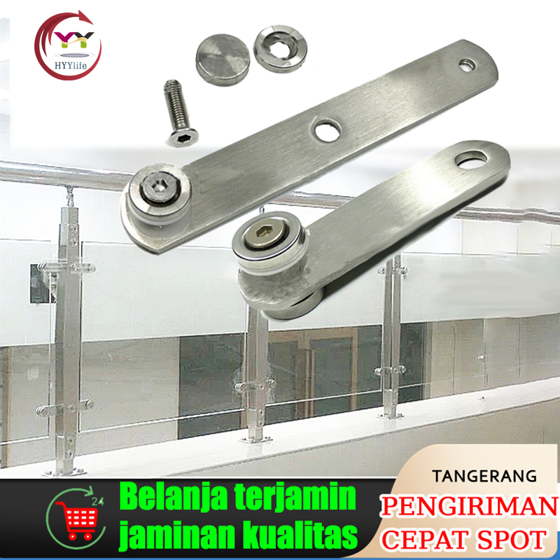 Jual Penjepit Kaca Strip Double Metallic Jepitan Kaca Railing Kaca Stainless Penjepit Kaca