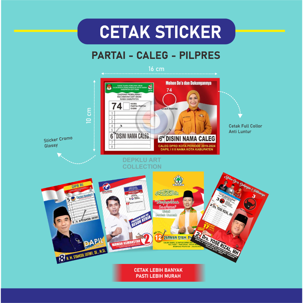 Jual Cetak Stiker Caleg Partai Kampanye - Sticker Pemilu Pilpres
