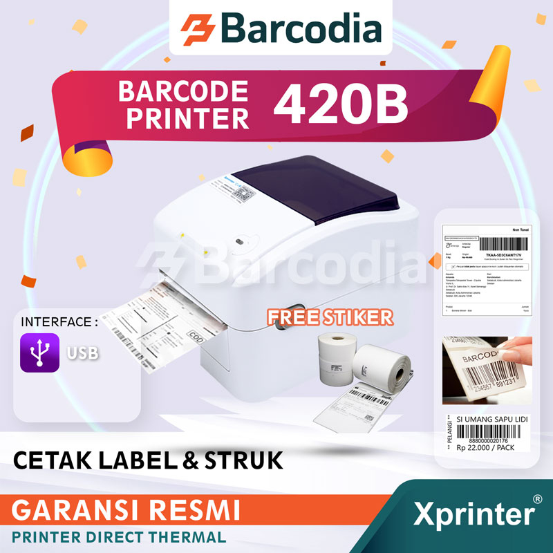 Jual PRINTER BARCODE THERMAL LABEL XP-420B 110MM -A6 KONEKSI USB / USB ...