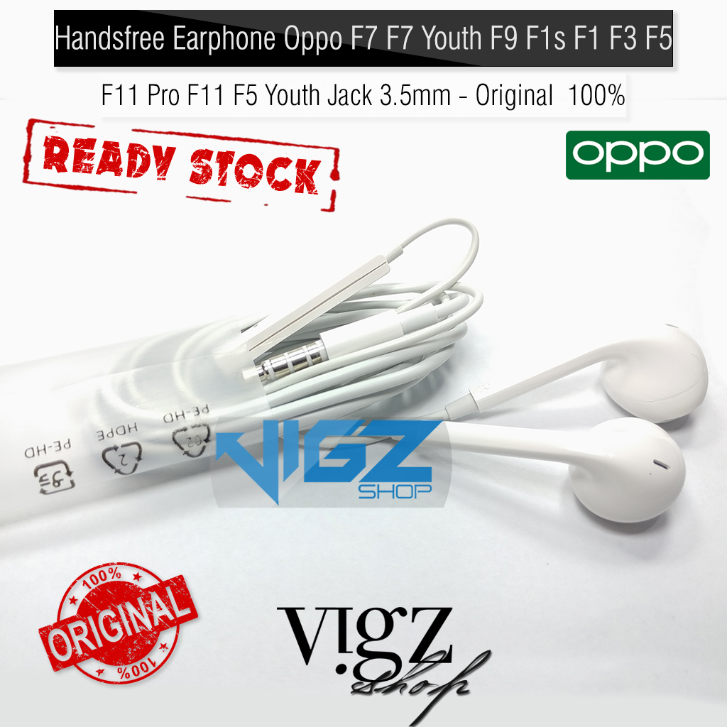 Handsfree Earphone Oppo F7 F7 Youth F9 F1s F1 F3 F5 F11 Pro F11 F5 Youth Jack 3.5mm Original