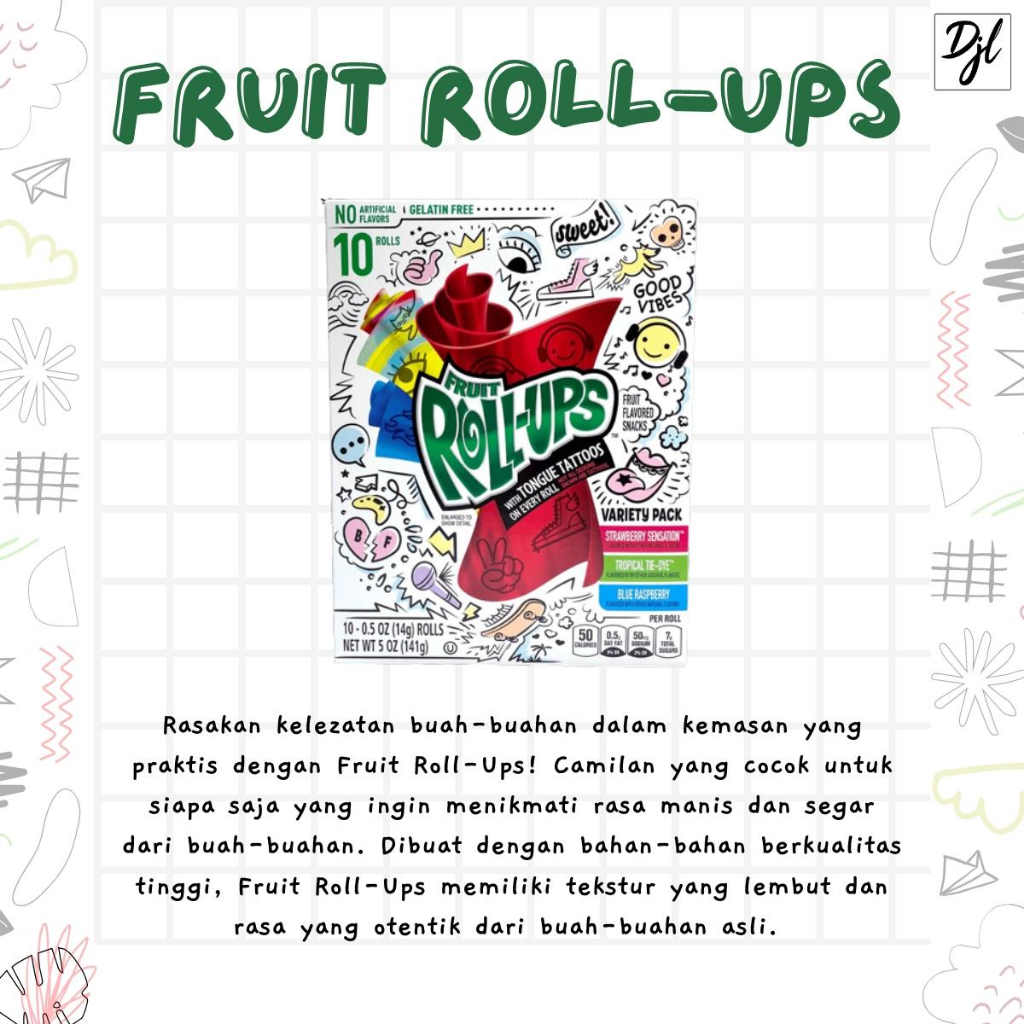 Jual Fruit RollUps Variety Pack 141g Permen Aneka Rasa isi 10 Roll 1