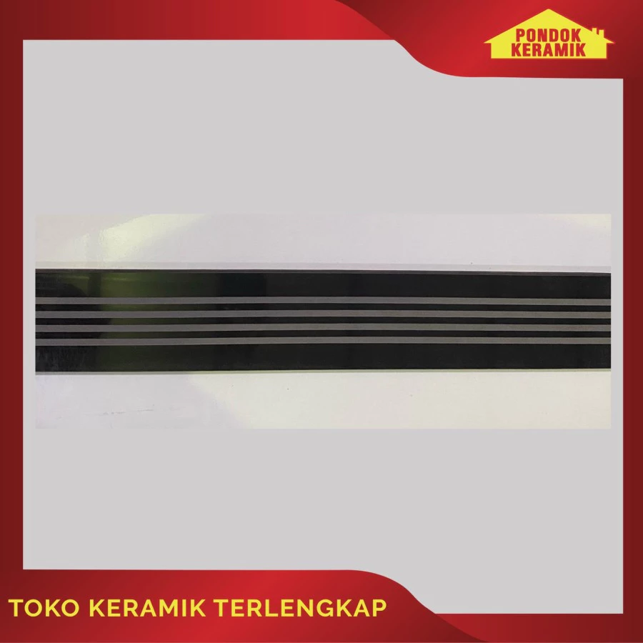 Granit List Plint 10x60 Stepnosing Hitam Polos Garis 4