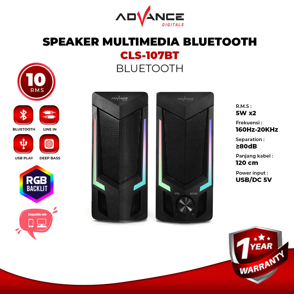 Jual Gaming Speaker Advance CLS107BT RGB Gaming Speaker Bluetooth