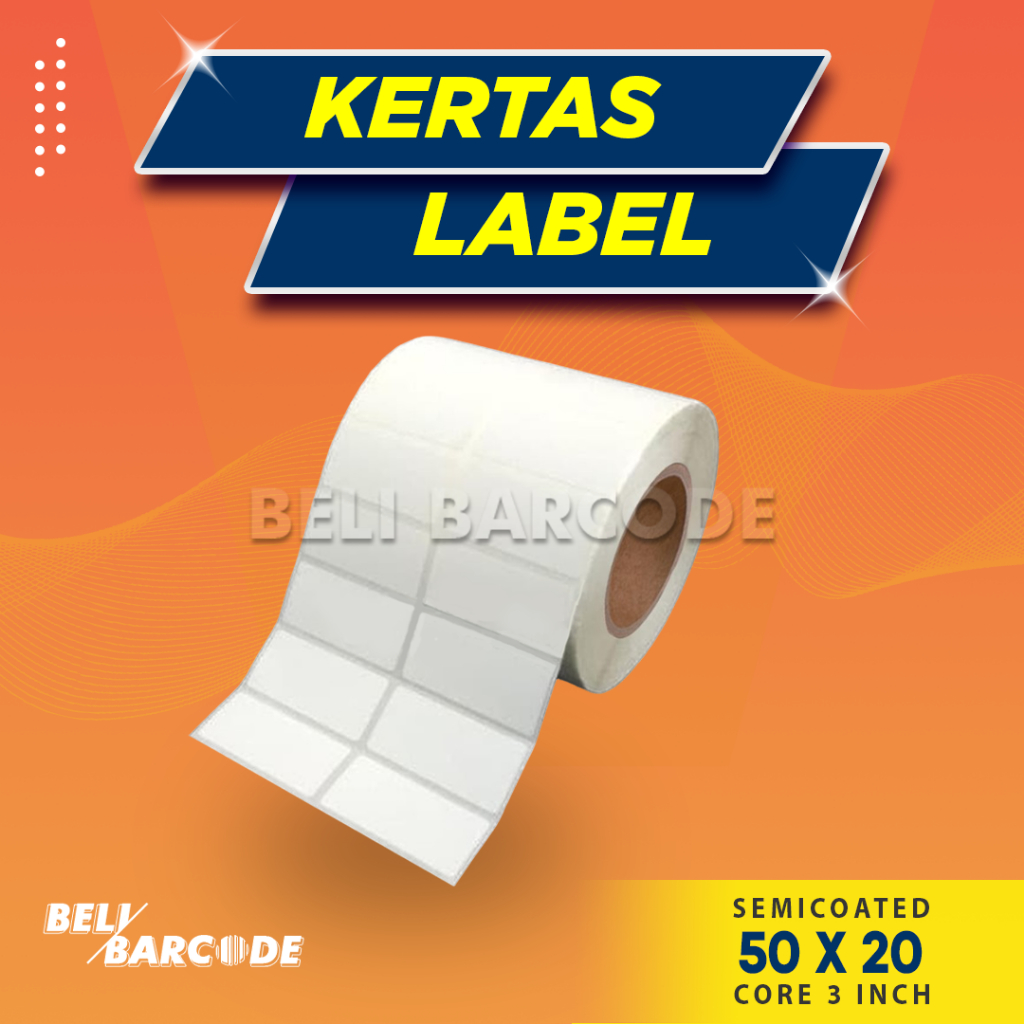 Jual KERTAS LABEL STIKER SEMICOATED 50X20 | 50 X 20 CORE BESAR 5000pcs ...