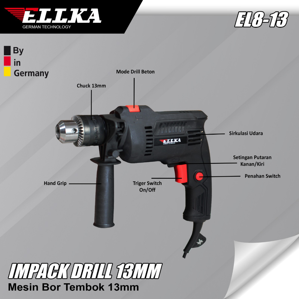 Jual Promo boss!! Mesin Bor Impact Drill Listrik 13mm Bolak Balik elka ...