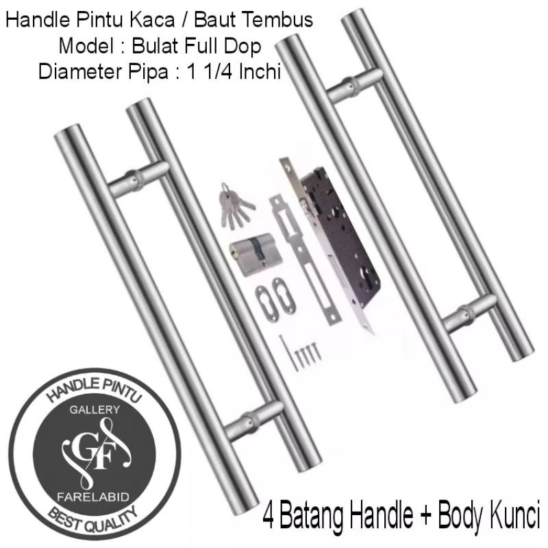 Jual Handle Pintu Rumah Baut Tembus 80 Cm Set Kunci Gagang Tarikan Pintu Alumunium 60 Cm