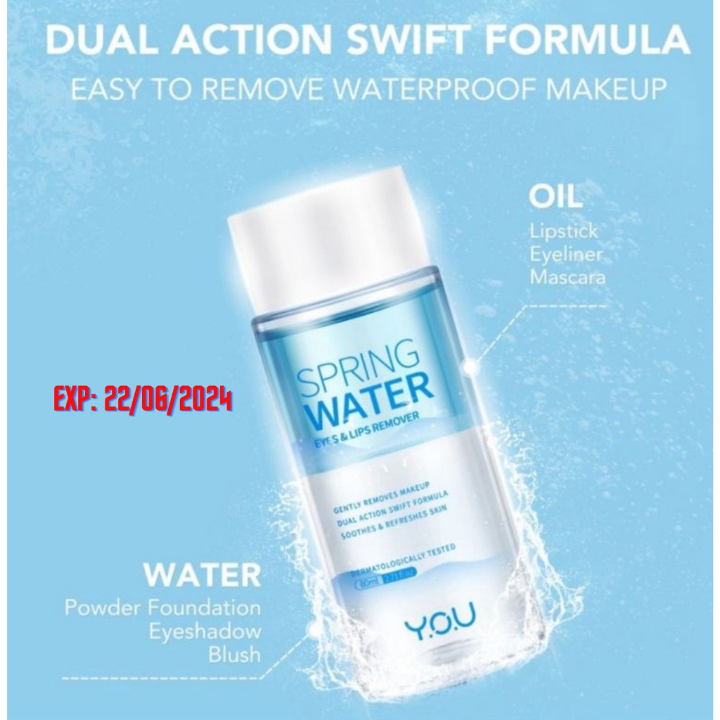 Jual YOU Spring Water Eyes & Lips Remover 80ml | Pembersih Make Up You ...