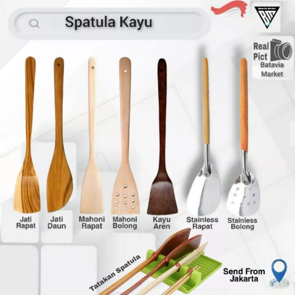 Jual Spatula Kayu Jati, Aren, Mahoni Stainless Sutil Sodet Shopee