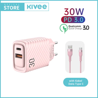 (HOT) KIVEE Charger Type C Fast Charging 30w & kabel data Type C set KV-AC107 Quick 4.0