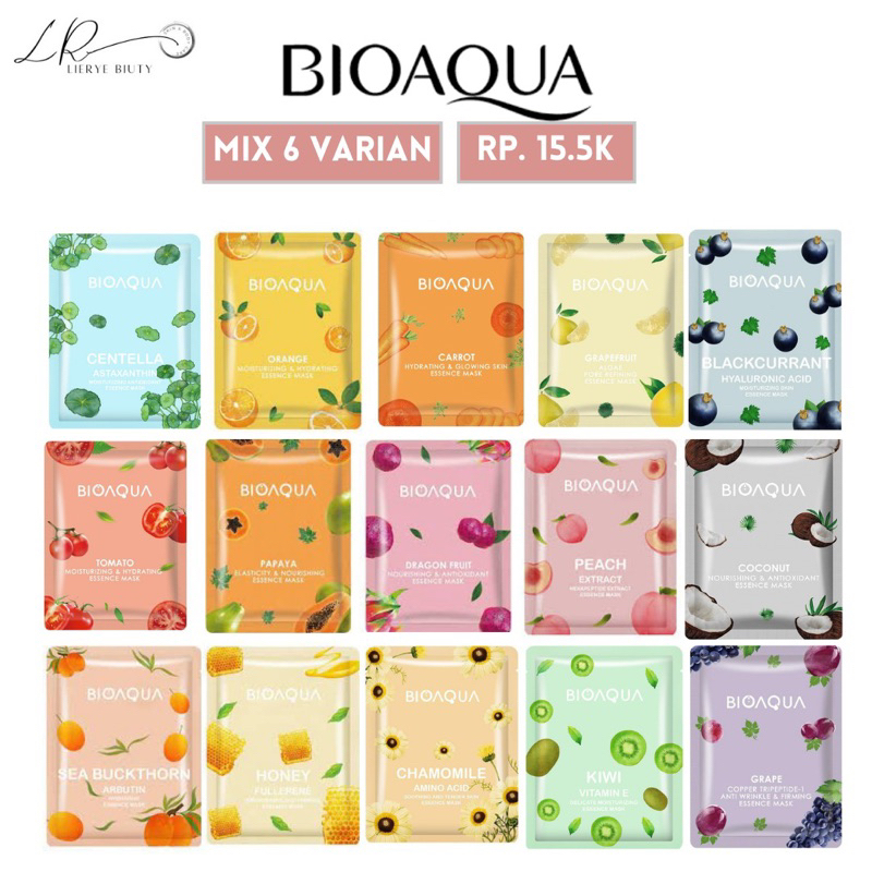 Jual Masker Bioaqua Sheet Mask Mix Varian 6 Pcs Shopee Indonesia