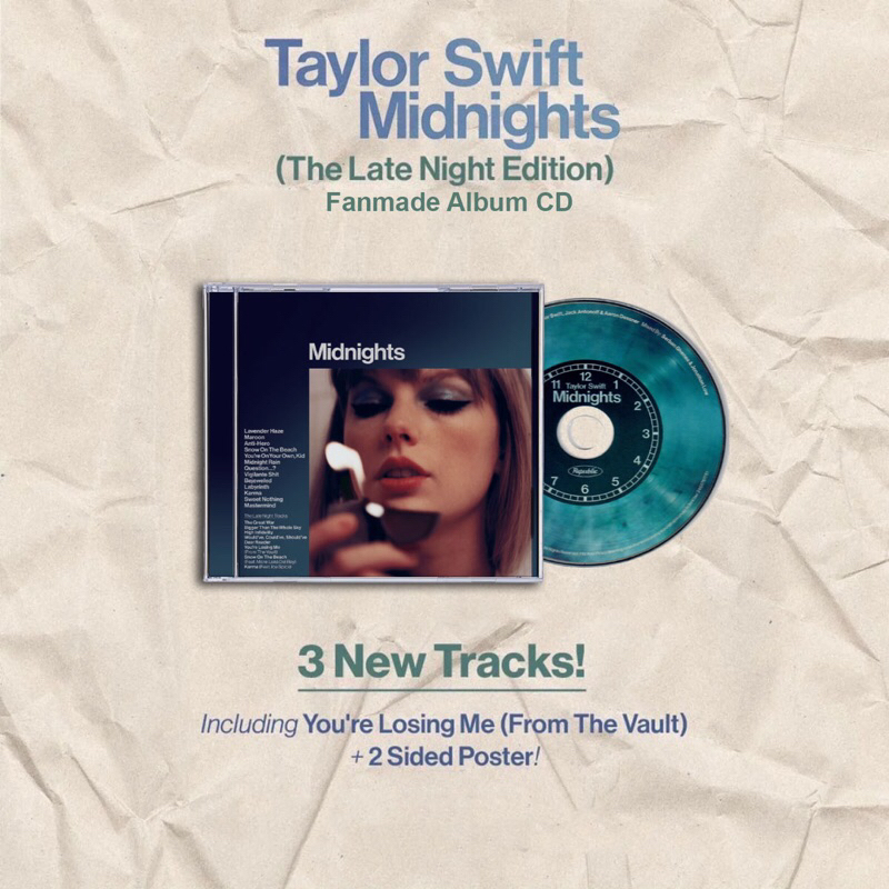 Jual TAYLOR SWIFT MIDNIGHTS THE LATE NIGHT EDITION FANMADE CD ALBUM