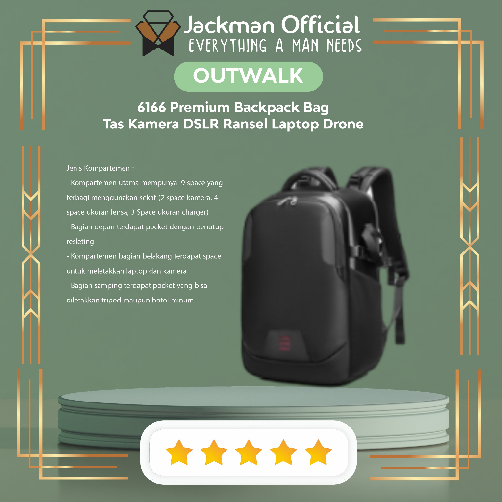 Jual OUTWALK 6166 Premium Backpack Bag Tas Kamera DSLR Ransel Laptop ...