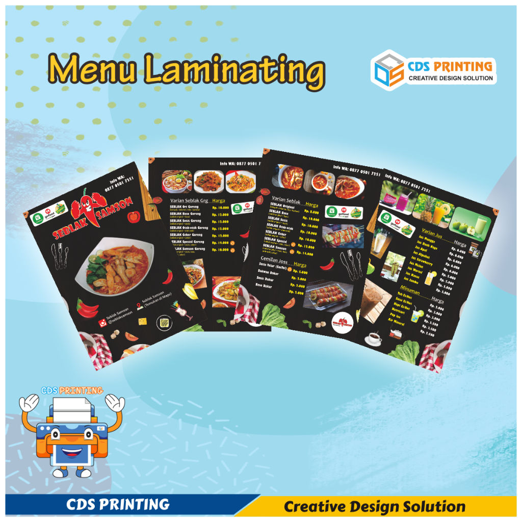 Jual Cetak Daftar Menu Laminating Papan Menu Menu Resto Shopee