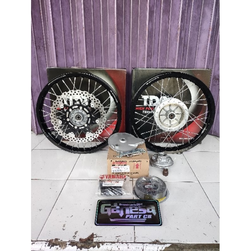 Jual Paket Velg Set Pelek Tdr Hitam Set Tromol Klx Dtracker Import Belakang Tromol Rxking