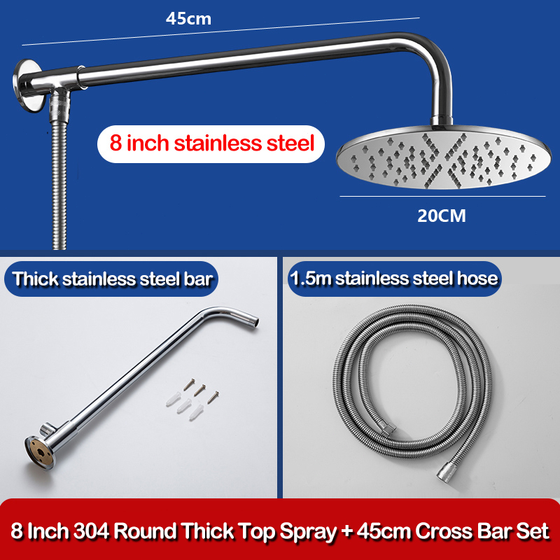 Jual 1 Set Wall Shower 8 inc Tanpa Bobok Include Selang 150cm 1/2 Inch Wall Flange Shower Wall