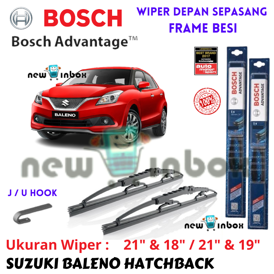 Jual Wiper Depan Mobil SUZUKI BALENO HATCHBACK 2017On Sepasang BOSCH ADVANTAGE 21" & 18" / 21