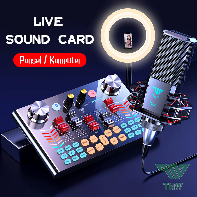 Gambar produk TNW-V18 Sound Card Bluetooth Live SoundCard V18 Soundcard Audio Live Mixer untuk Live streaming Karaoke 1