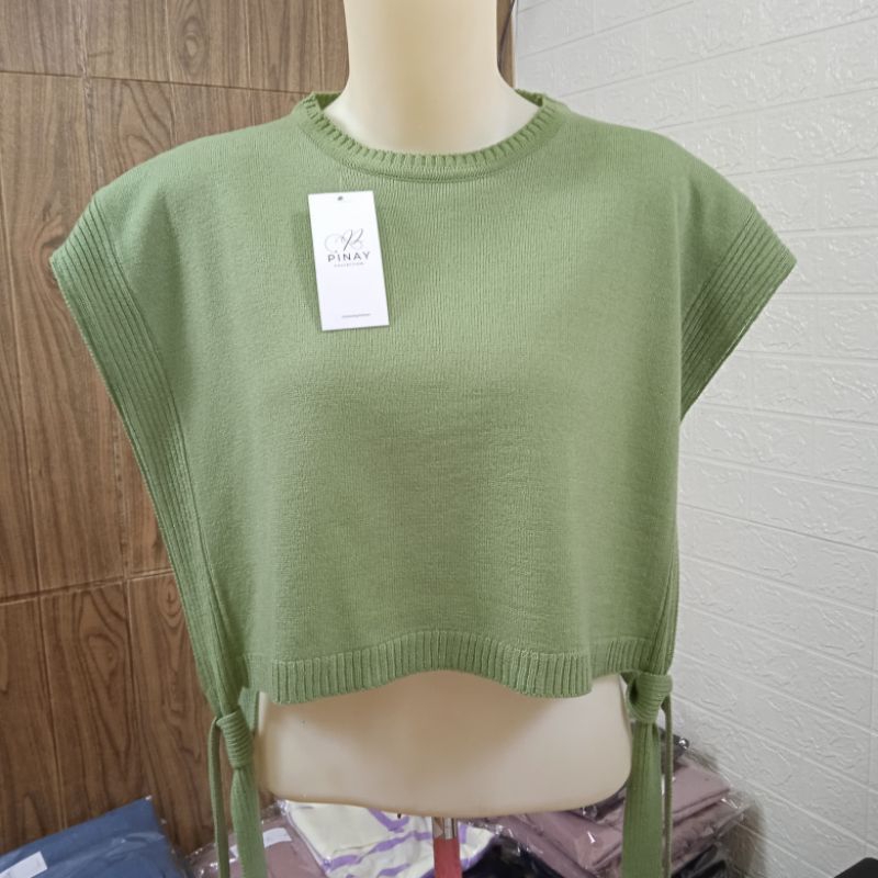 Jual Rompi rajut krop outer tali samping/vest knit croptop polos ...