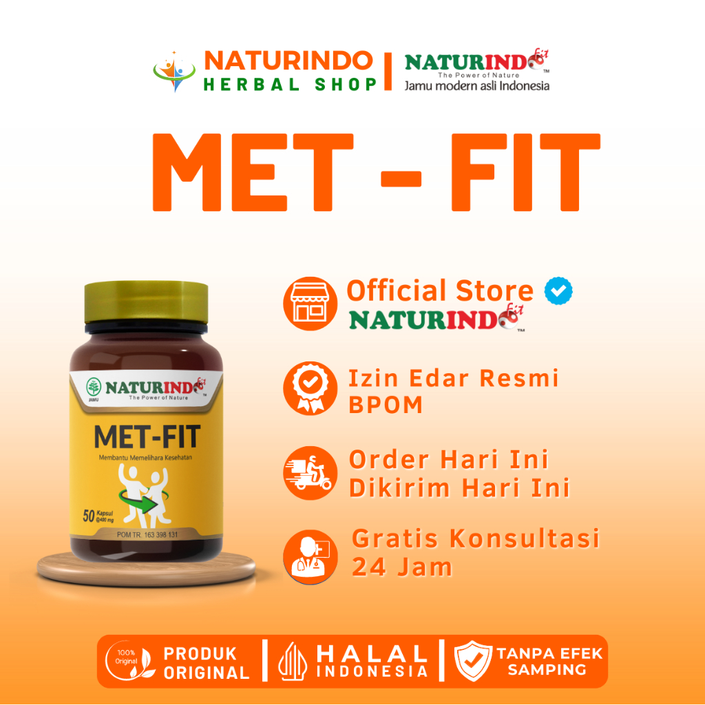 Jual Met Fit Herbal Naturindo Original Isi 50 Kapsul | Shopee Indonesia