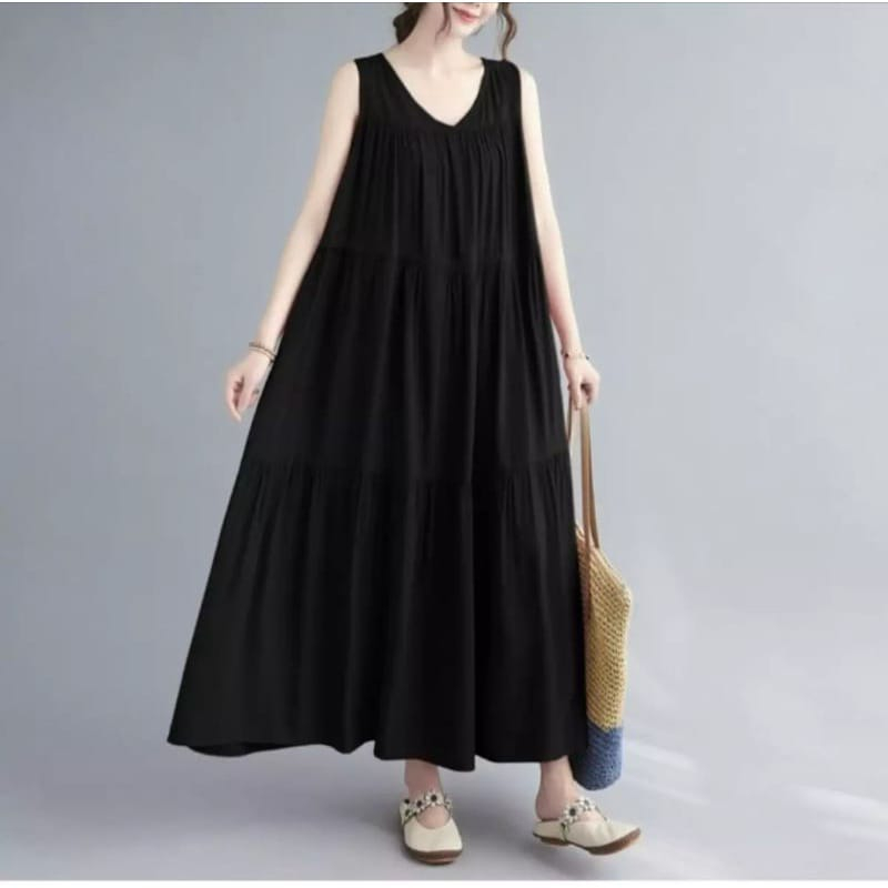 Tampil Modis Setiap Hari dengan Inner Midi Dress Singlet Rempel Susun Viral yang Nyaman dan Terjangkau