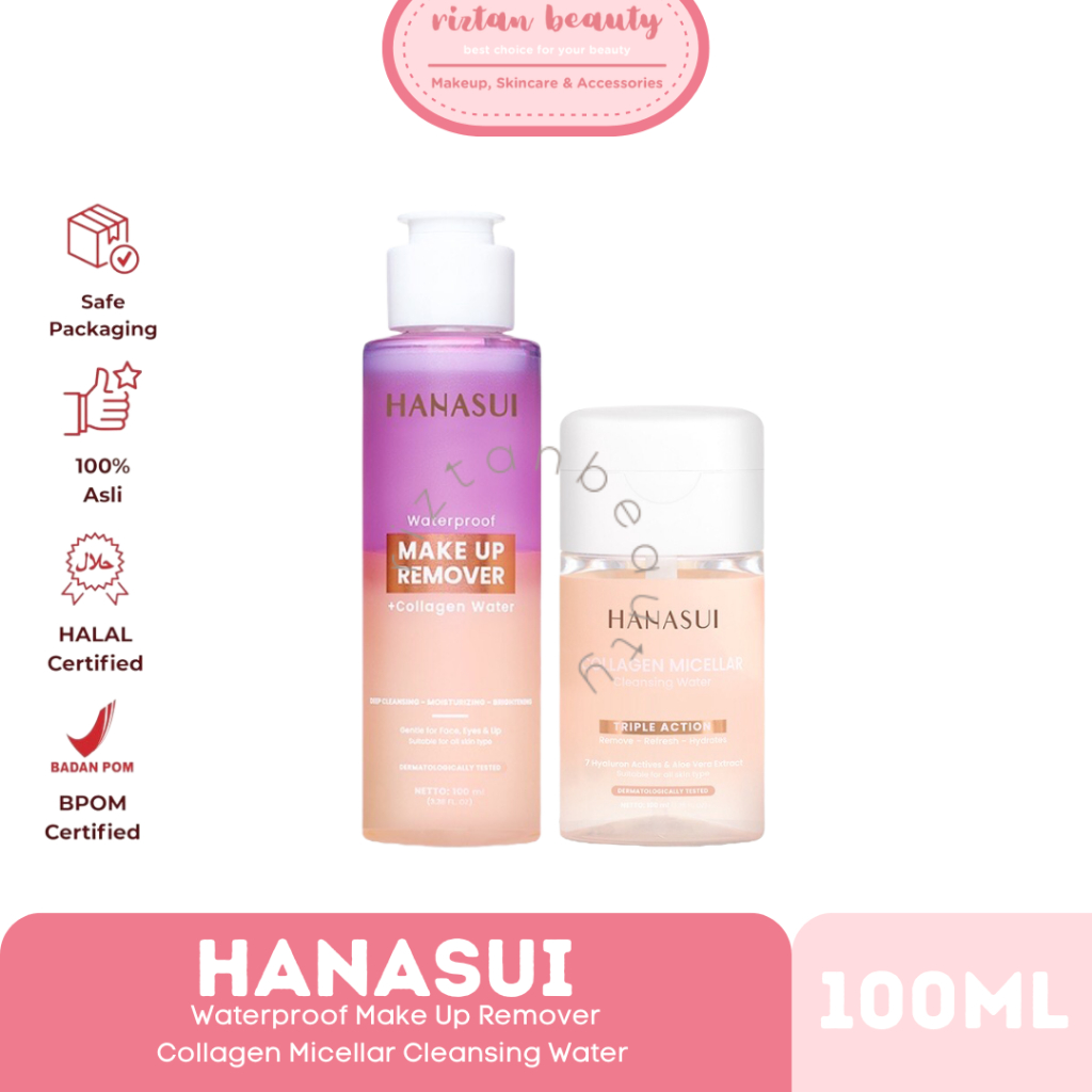 Jual HANASUI ( COLLAGEN MICELLAR CLEANSING WATER WATERPROOF MAKE UP REMOVER + COLLAGEN WATER