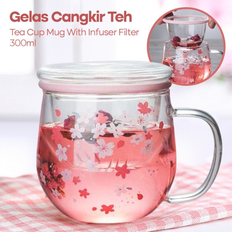 Jual Mug Cangkir Gelas Kopi Teh Set Saringan Infuser Tutup Kayu Gelas Kaca Unik Dengan 9609