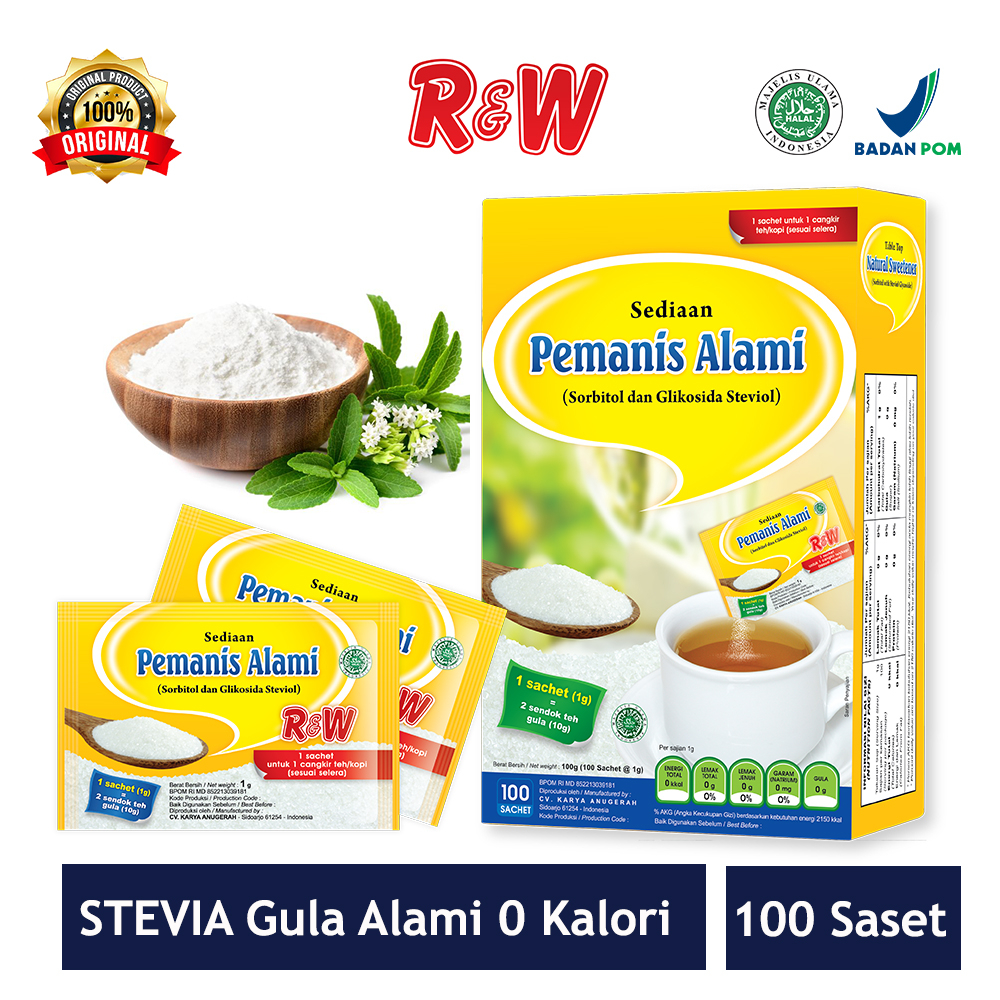 Jual Pemanis Alami Gula Stevia Rendah Kalori Sweetener Rajawali R&W RW
