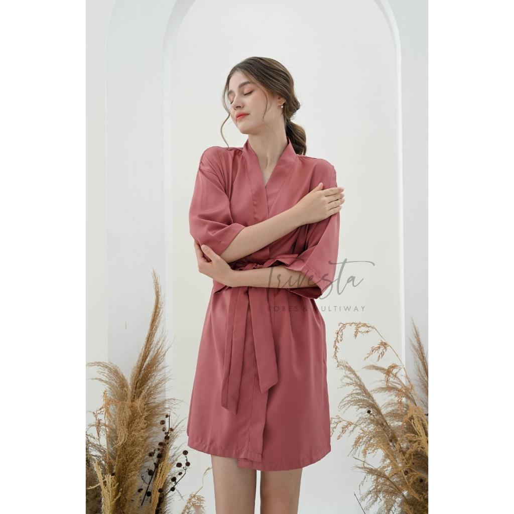 Jual Trivesta Robes - Basic Robe Plum - Kimono Robe Bridesmaid Satin ...