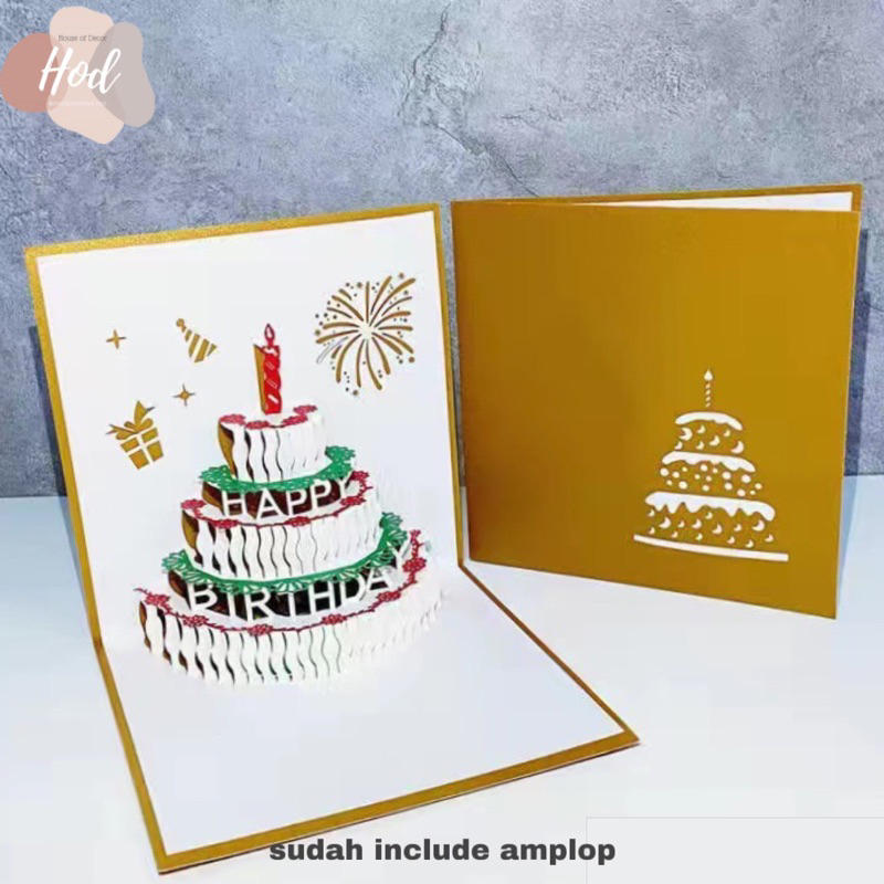 Jual Kartu Ucapan Ulang Tahun Pop Up 3D Lampu Musik Birthday / Greeting