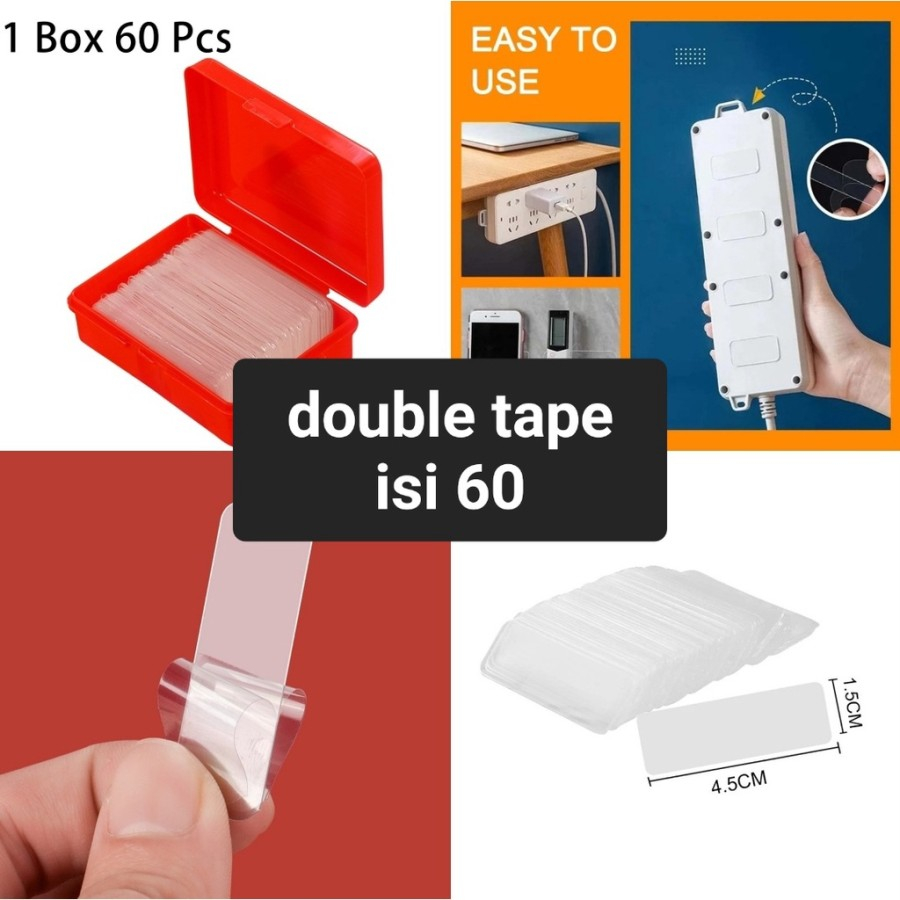 Jual Sticker double tape gel mini selotip 2 sisi + box isi 60pc ...
