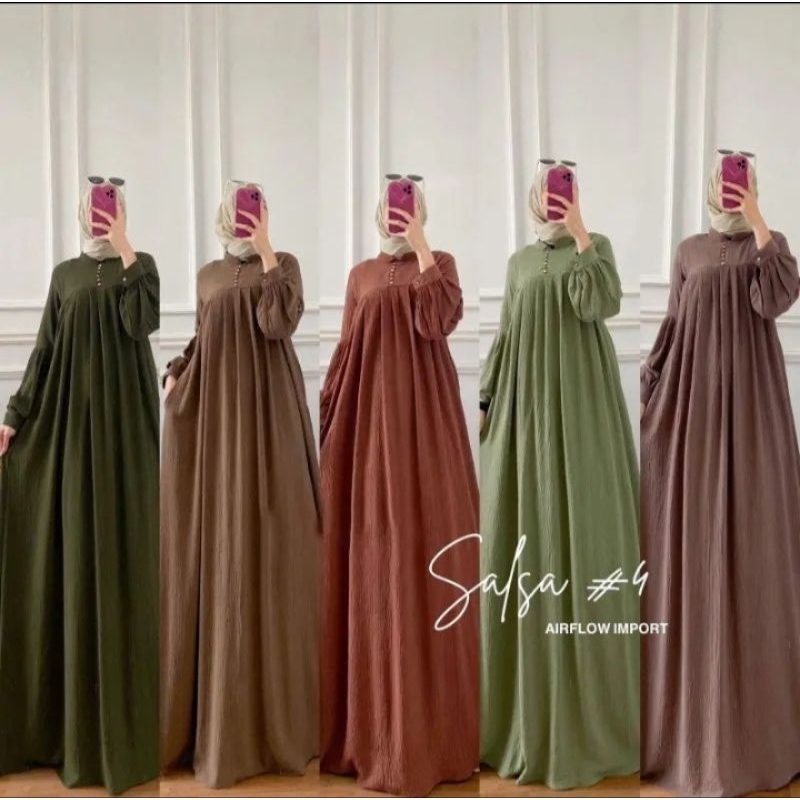 Jual Gamis Salsa Jumbo Crinkle Airflow Ld Cm Pb Cm Dress Crinkle Gamis Crinkle