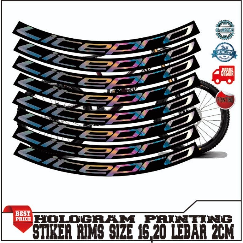 Jual stiker rims stiker velg decal velg litepro hologram printing ...