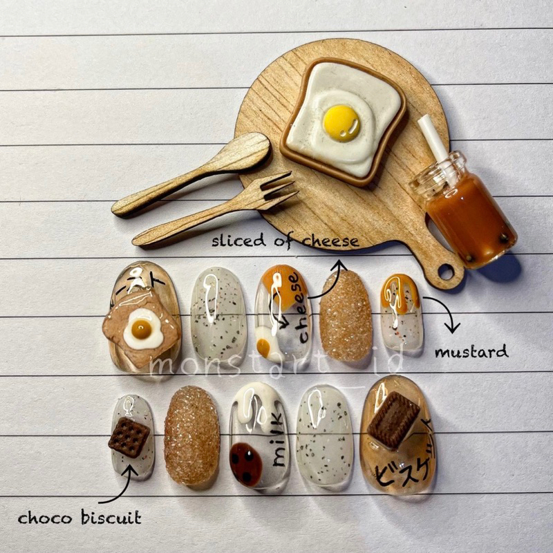 Jual Custom nails Breakfast to go! Monstart_id | Shopee Indonesia