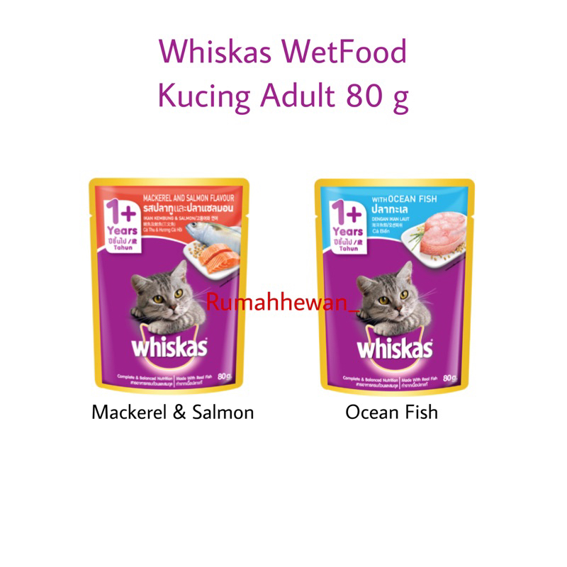 Jual Whiskas Wet Food Adult, Makanan Basah Kucing Dewasa 80gr Rasa