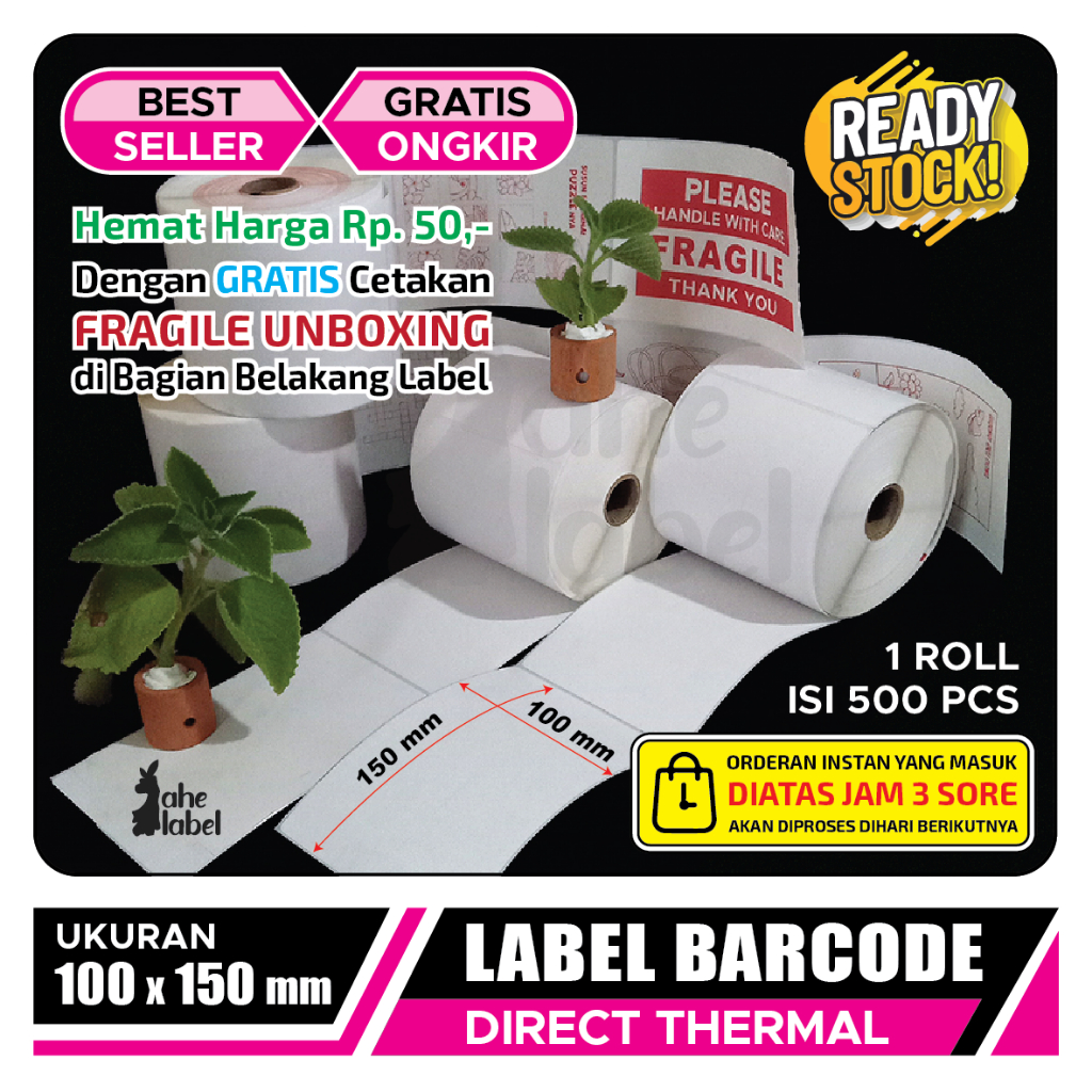 Jual STICKER LABEL THERMAL 100x150MM ISI 500 PCS | Shopee Indonesia