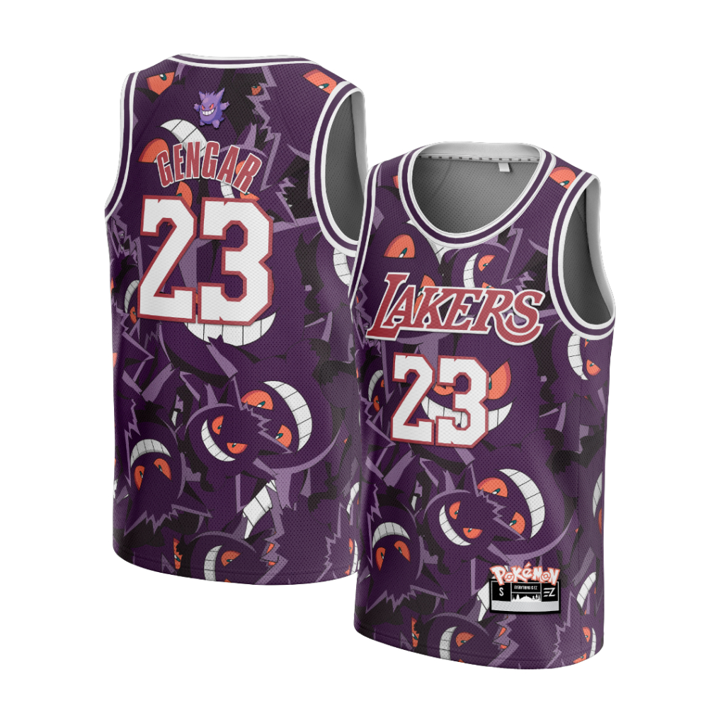 Jual Jersey Gengar LA Lakers 23 CUSTOM UNGU LEBRON JAMES Swingman Bola