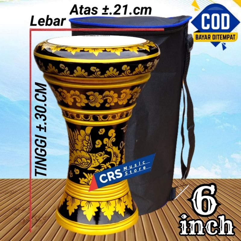 Jual Darbuka Kayu Atau Tumbuk Anak 6 Inch Gold Hitam Rolling Putih