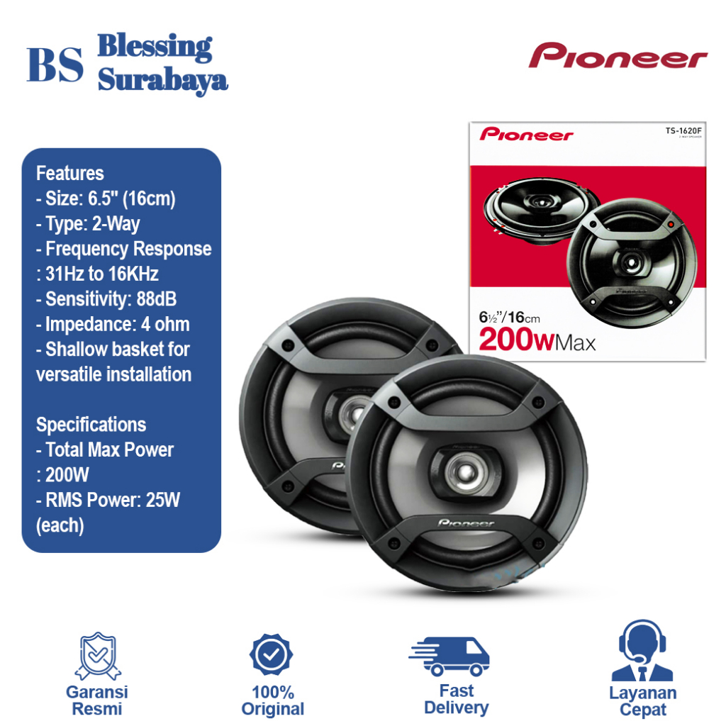 Jual Pioneer TS1620F 2Way Coaxial 6.5 inch Speaker Pintu Mobil Shopee Indonesia