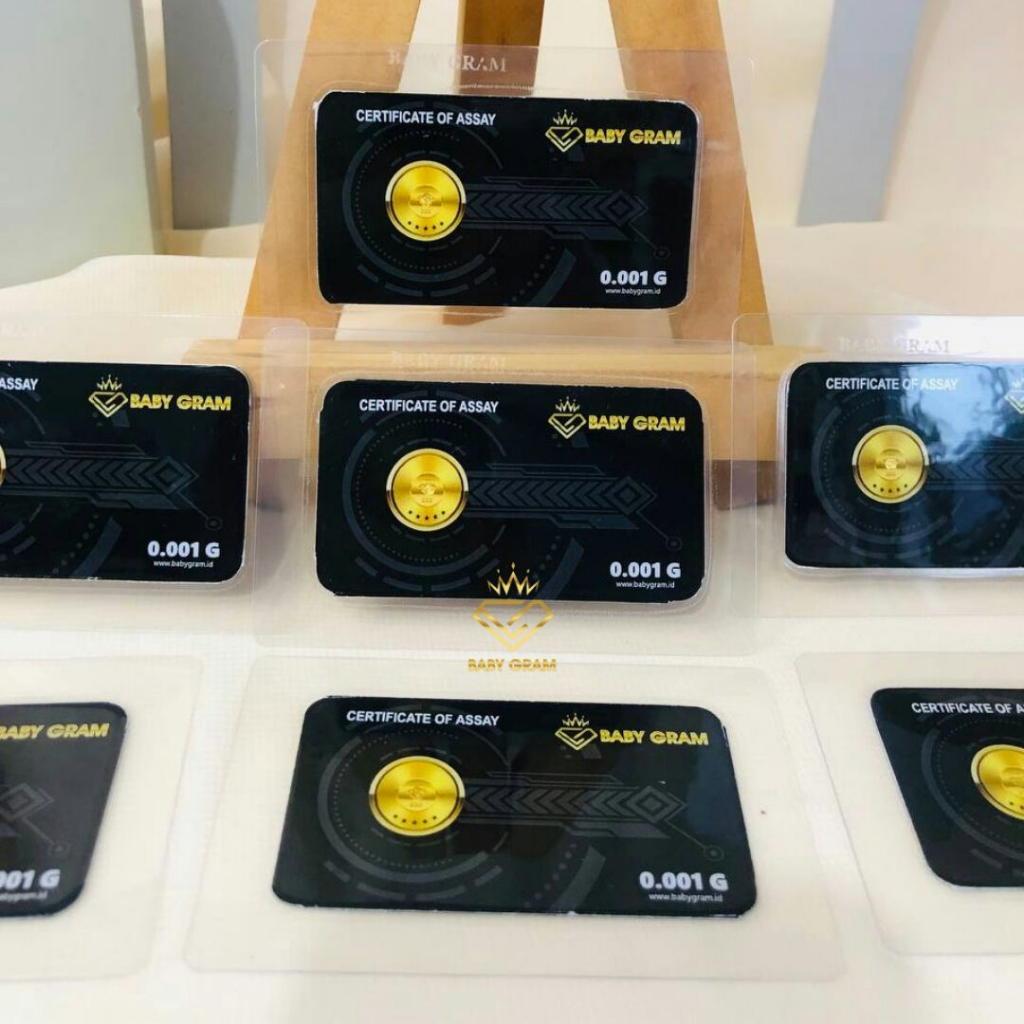 Jual SOUVENIR KENANG-KENANGAN KADO EMAS BABY GRAM LAMINATING 0001 GRAM