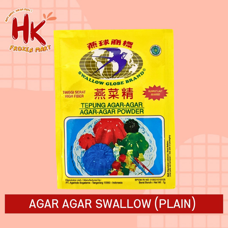 Jual Agar Agar Swallow Plain 7gr | tepung agar-agar powder swalow globe ...