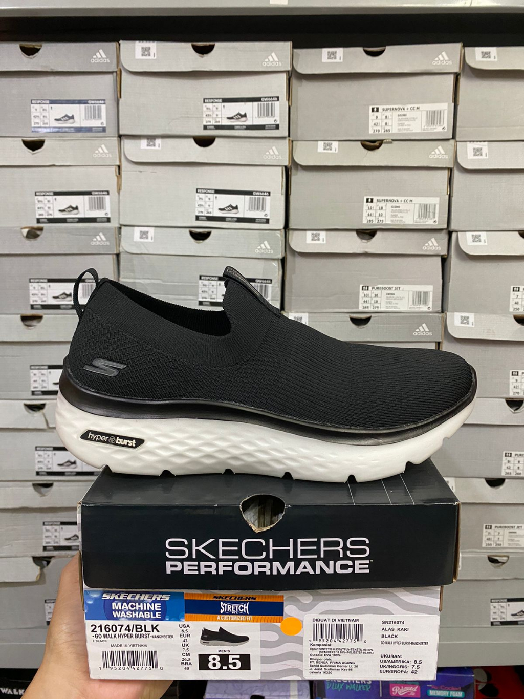 Jual Skechers Go Walk Hyper Burst Manchester Black 216074/BLK Men's