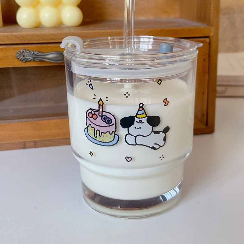 Jual Oge Puppy Birthday Glass Tumbler With Lid Gelas Tumbler Estetik Motif Anjing Lucu Anti